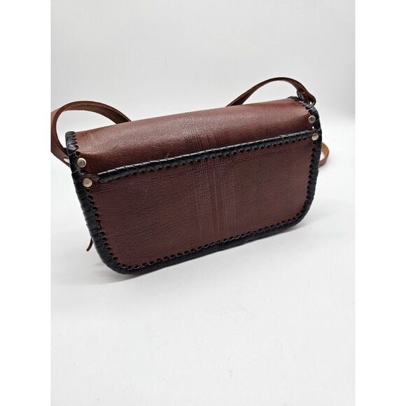 Vintage Four Winds Leather Crossbody Purse Handbag,Pewter Accents Western Boho - Picture 5 of 15